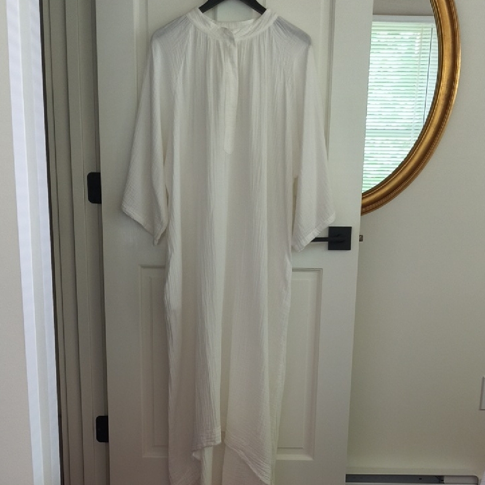 9Seed White Tangier Caftan Cover Up Dress, One Size